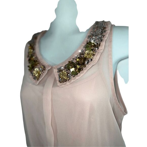 Candies Dress Chiffon Size Medium Peter Pan Collar Sleeveless One Piece Pencil - Picture 7 of 14